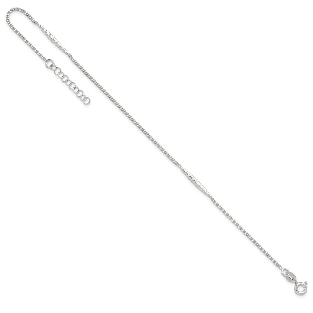 Sterlingsilber 9 Zoll Plus 1 in Verlängerung. Strukturiert Stab Fußkettchen