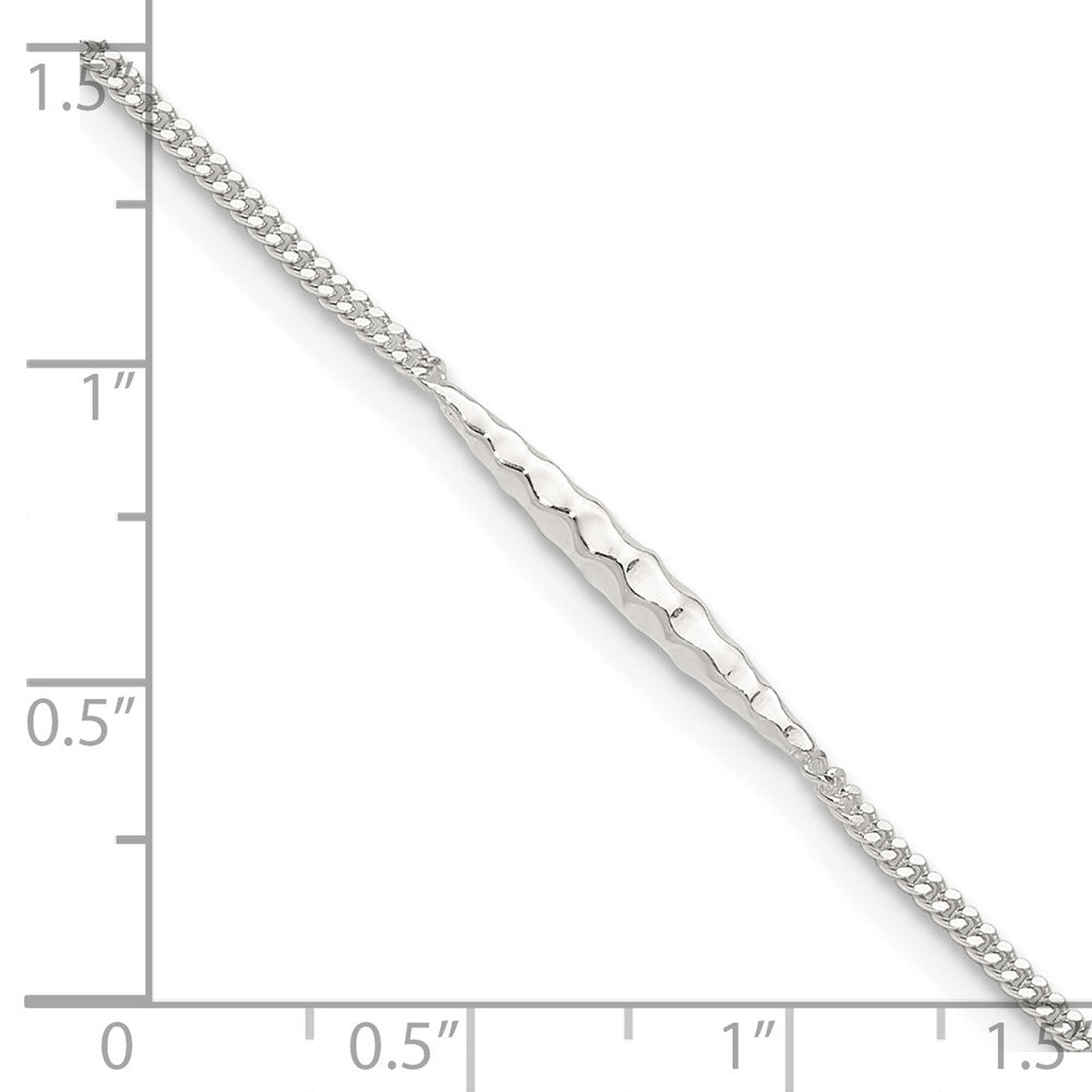 Sterlingsilber 9 Zoll Plus 1 in Verlängerung. Strukturiert Stab Fußkettchen