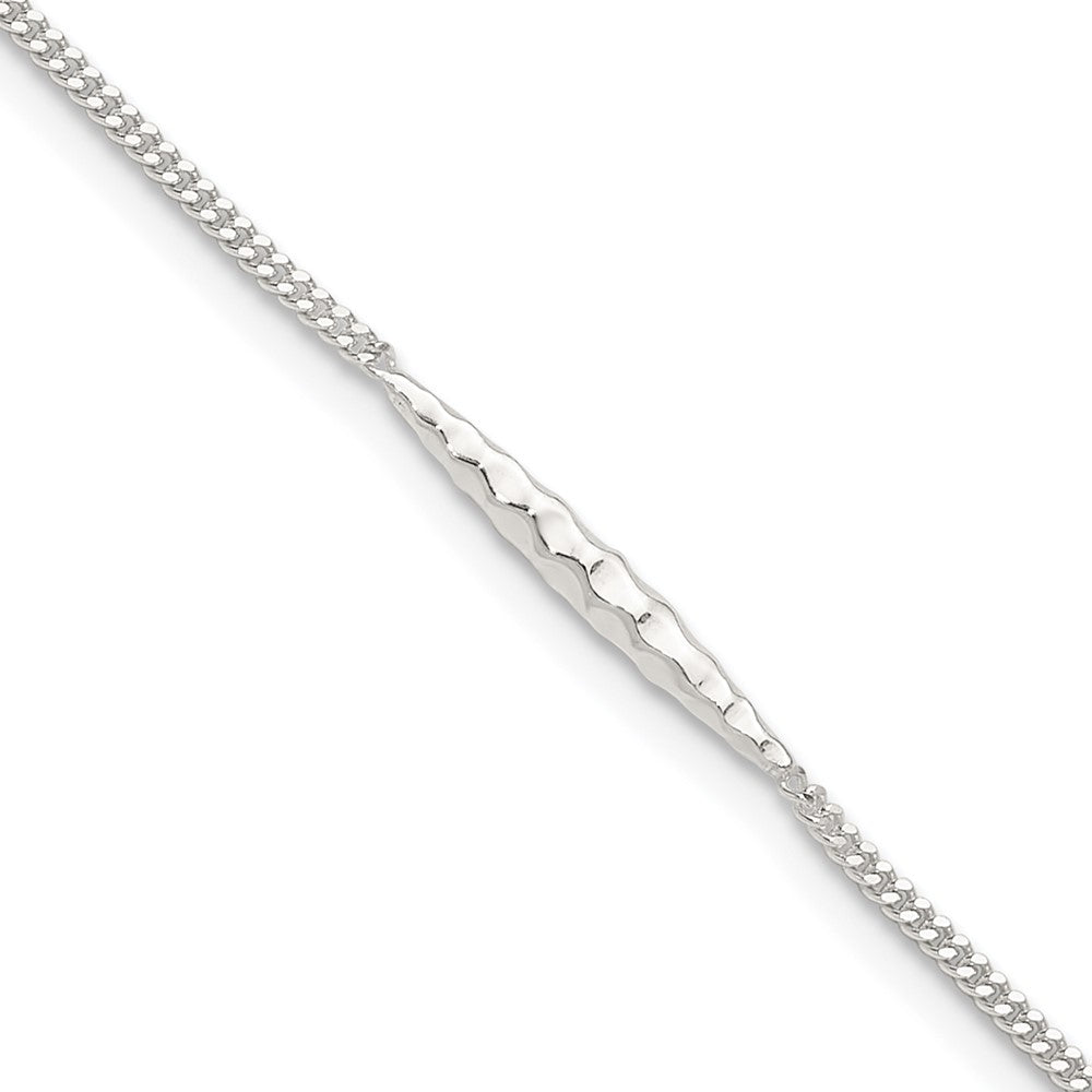 Sterlingsilber 9 Zoll Plus 1 in Verlängerung. Strukturiert Stab Fußkettchen