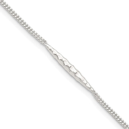 Sterlingsilber 9 Zoll Plus 1 in Verlängerung. Strukturiert Stab Fußkettchen