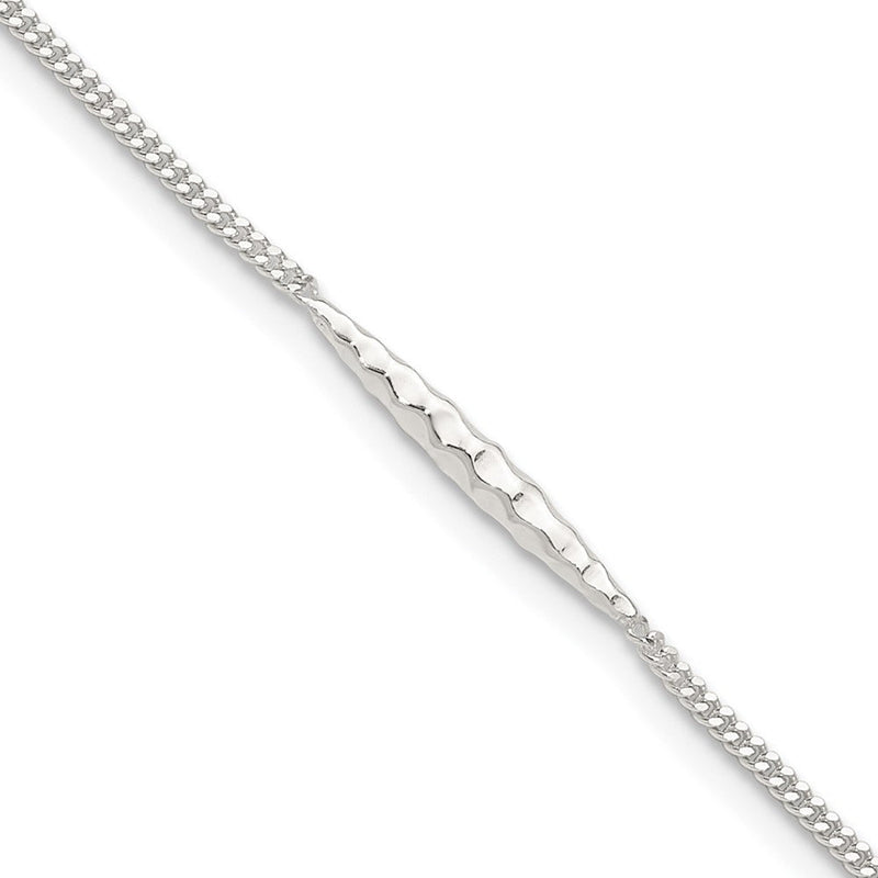 Sterlingsilber 9 Zoll Plus 1 in Verlängerung. Strukturiert Stab Fußkettchen