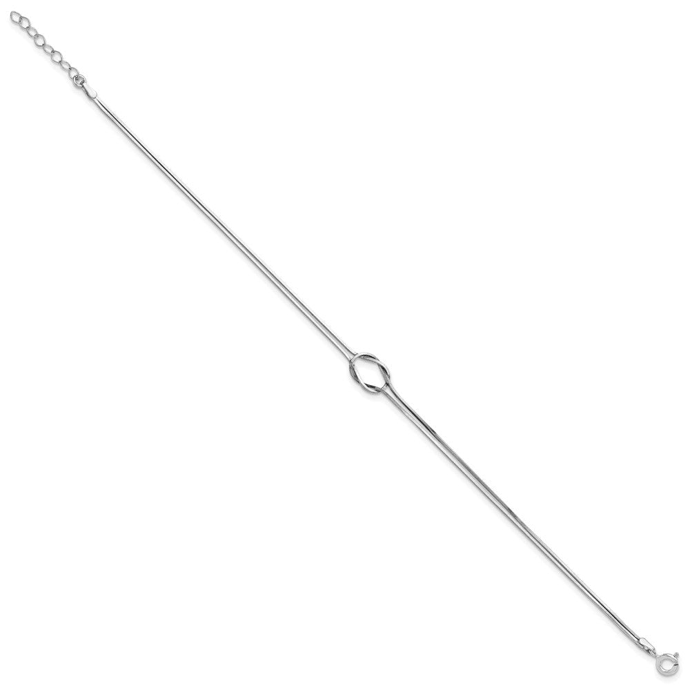 Sterlingsilber Rhodiniert Fantasie Loop 9 Zoll Plus 1 Zoll Verlängerung Fußkettchen