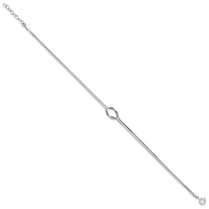 Sterlingsilber Rhodiniert Fantasie Loop 9 Zoll Plus 1 Zoll Verlängerung Fußkettchen