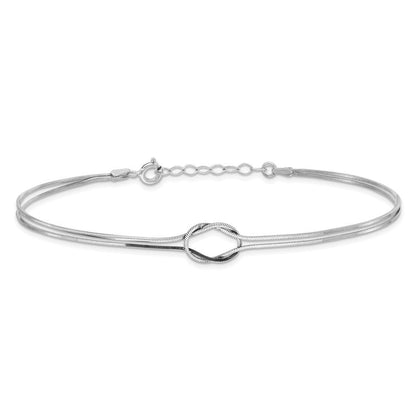 Sterlingsilber Rhodiniert Fantasie Loop 9 Zoll Plus 1 Zoll Verlängerung Fußkettchen