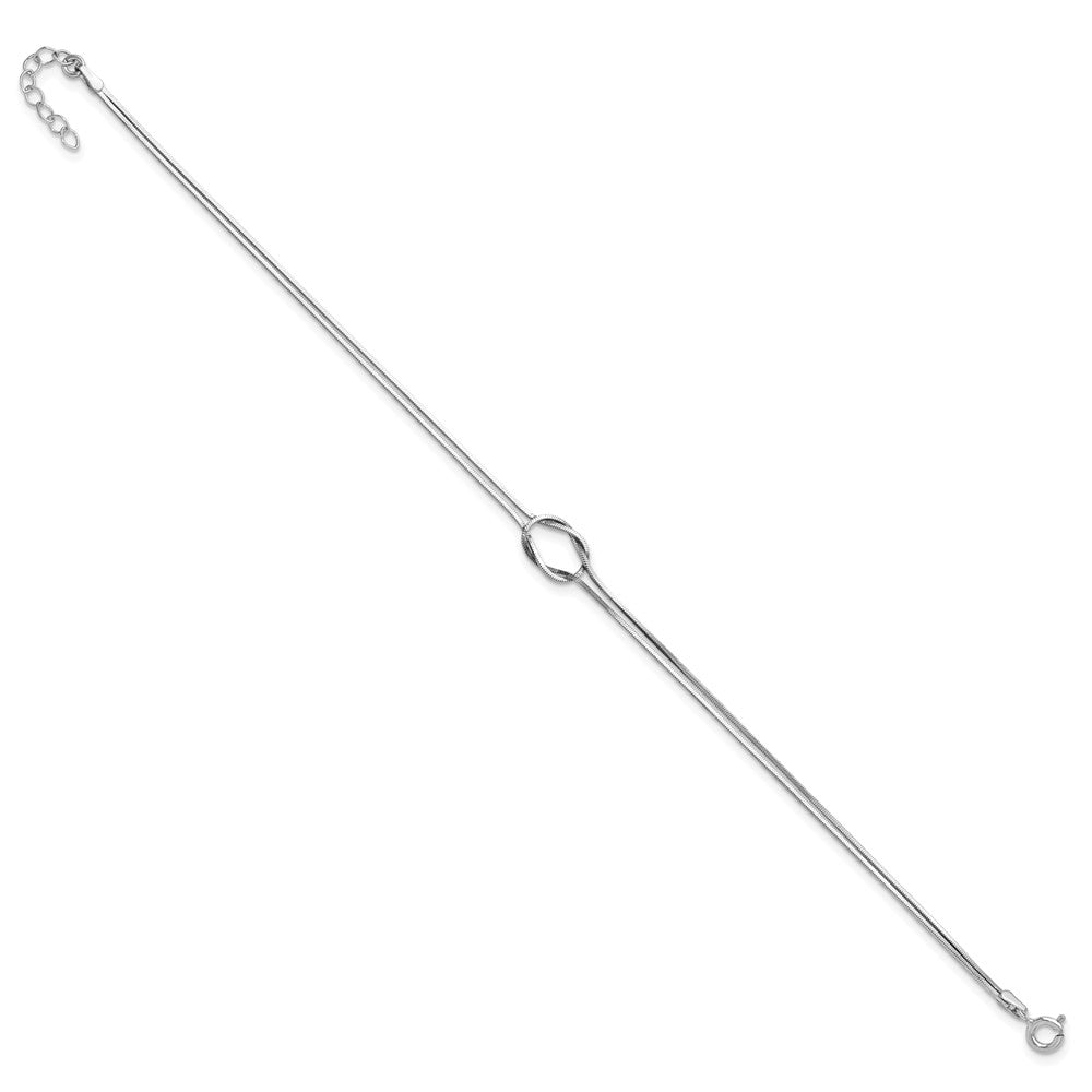 Sterlingsilber Rhodiniert Fantasie Loop 9 Zoll Plus 1 Zoll Verlängerung Fußkettchen