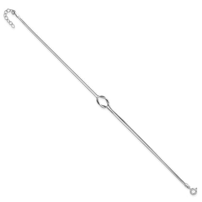 Sterlingsilber Rhodiniert Fantasie Loop 9 Zoll Plus 1 Zoll Verlängerung Fußkettchen
