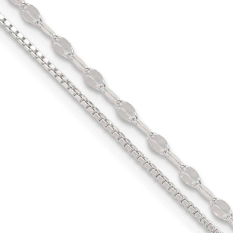 9 Zoll Sterlingsilber 2-strand 9 Zoll Plus 1 in Verlängerung. Fantasie Kette Fußkettchen