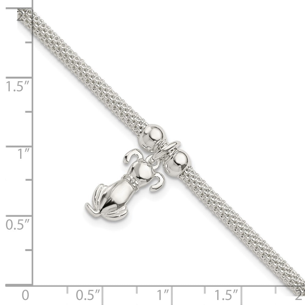 7.25 Zoll Sterlingsilber Poliert Zirkonia Hund Charm Armband