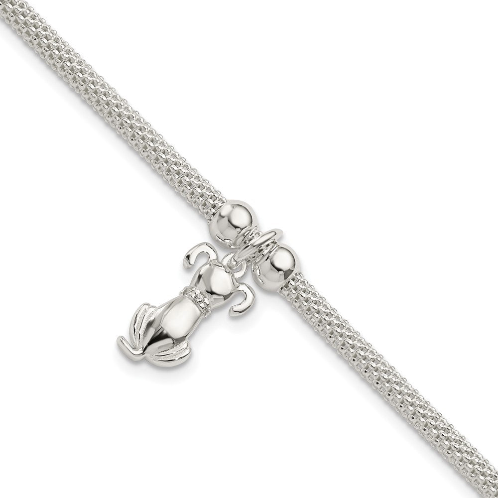 7.25 Zoll Sterlingsilber Poliert Zirkonia Hund Charm Armband