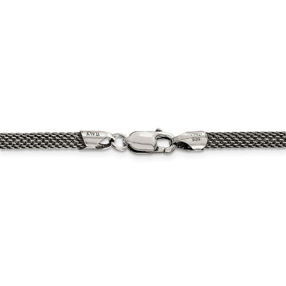 Sterlingsilber 4mm Fantasie Antikisiert Netz Halskette