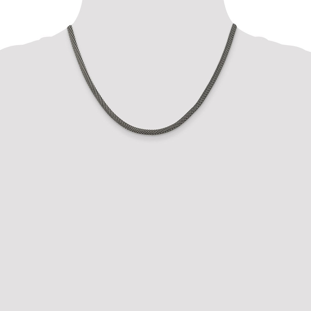 Sterlingsilber 4mm Fantasie Antikisiert Netz Halskette