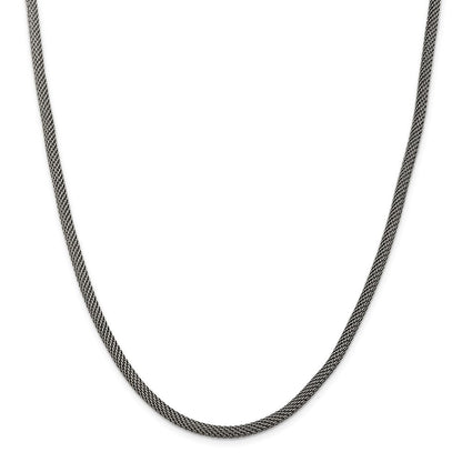 Sterlingsilber 4mm Fantasie Antikisiert Netz Halskette