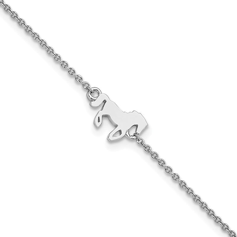 6.25 Zoll Sterlingsilber Rhodiniert Pferd 6.25 Zoll Plus 1 Zoll Verlängerung Armband