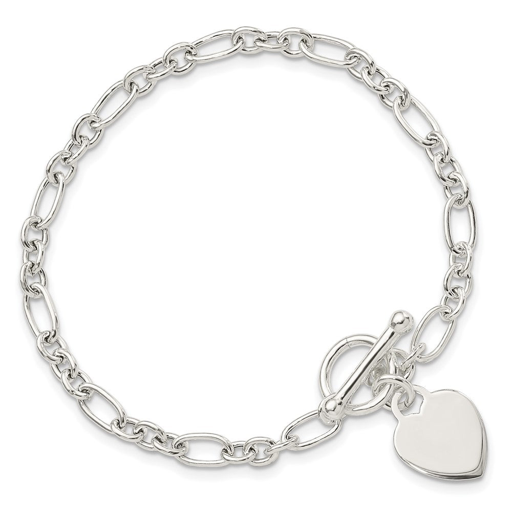 7.5 Zoll Sterlingsilber Poliert Herz Charm Fantasieglieder Armband