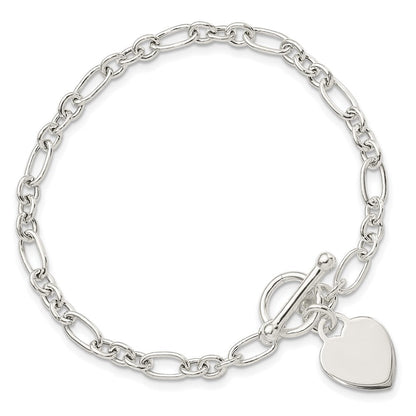 7.5 Zoll Sterlingsilber Poliert Herz Charm Fantasieglieder Armband