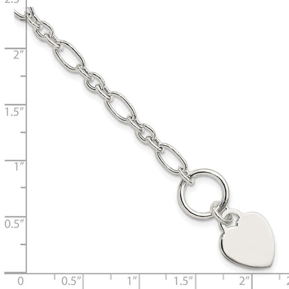 7.5 Zoll Sterlingsilber Poliert Herz Charm Fantasieglieder Armband