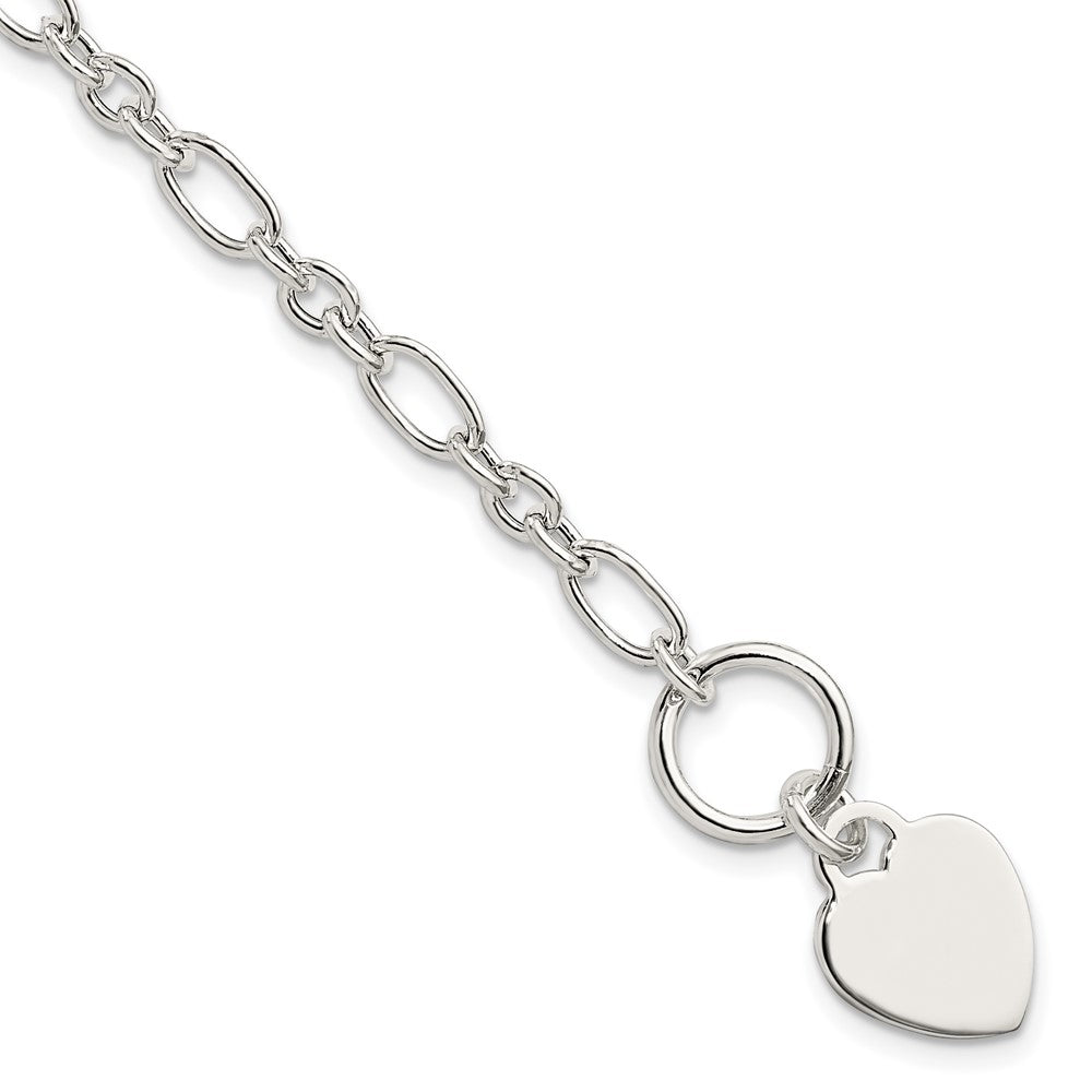 7.5 Zoll Sterlingsilber Poliert Herz Charm Fantasieglieder Armband