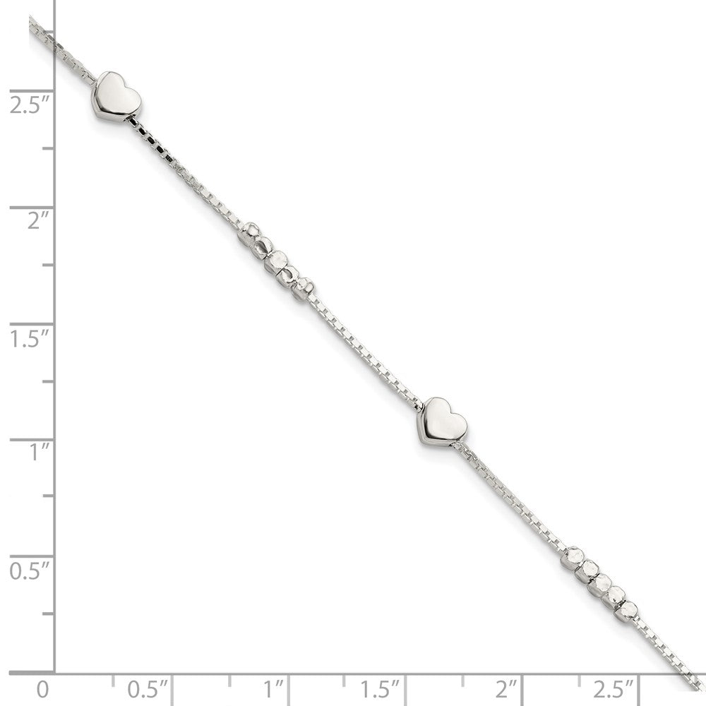 8 Zoll Sterlingsilber Fantasie Perle & Herz mit 1 Zoll Verlängerung Armband