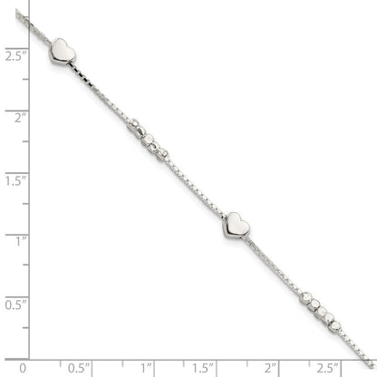 8 Zoll Sterlingsilber Fantasie Perle & Herz mit 1 Zoll Verlängerung Armband