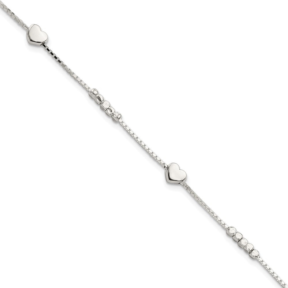 8 Zoll Sterlingsilber Fantasie Perle & Herz mit 1 Zoll Verlängerung Armband