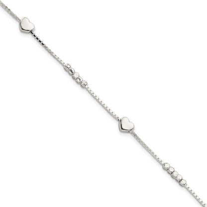 8 Zoll Sterlingsilber Fantasie Perle & Herz mit 1 Zoll Verlängerung Armband