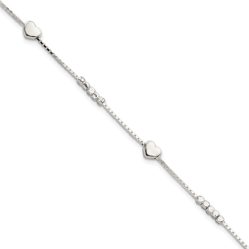 8 Zoll Sterlingsilber Fantasie Perle & Herz mit 1 Zoll Verlängerung Armband