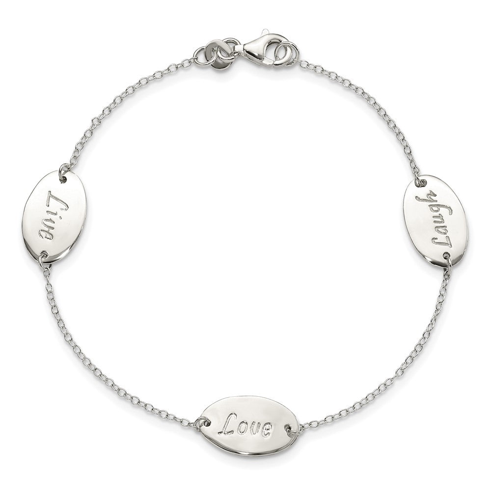 7.5 Zoll Sterlingsilber Poliert Leben Lachen Liebe 7.5 Zoll Armband