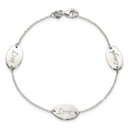 7.5 Zoll Sterlingsilber Poliert Leben Lachen Liebe 7.5 Zoll Armband