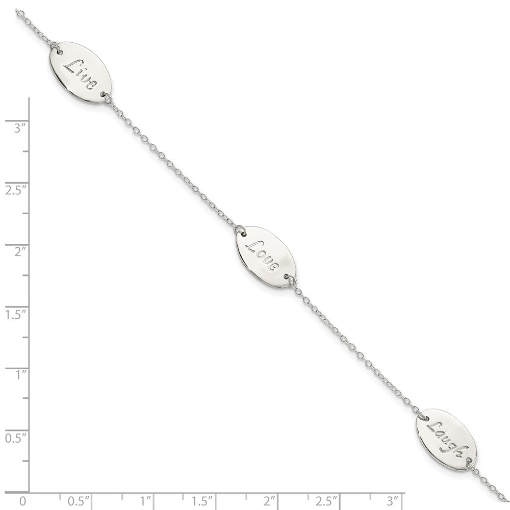 7.5 Zoll Sterlingsilber Poliert Leben Lachen Liebe 7.5 Zoll Armband