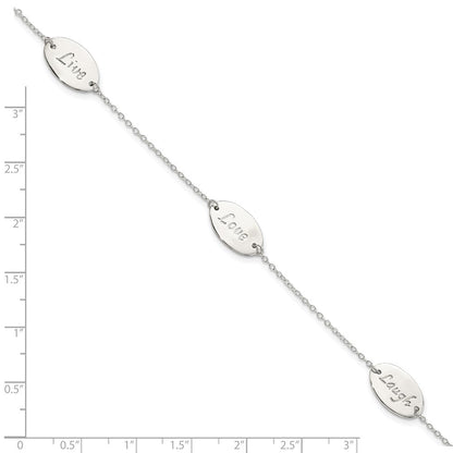 7.5 Zoll Sterlingsilber Poliert Leben Lachen Liebe 7.5 Zoll Armband