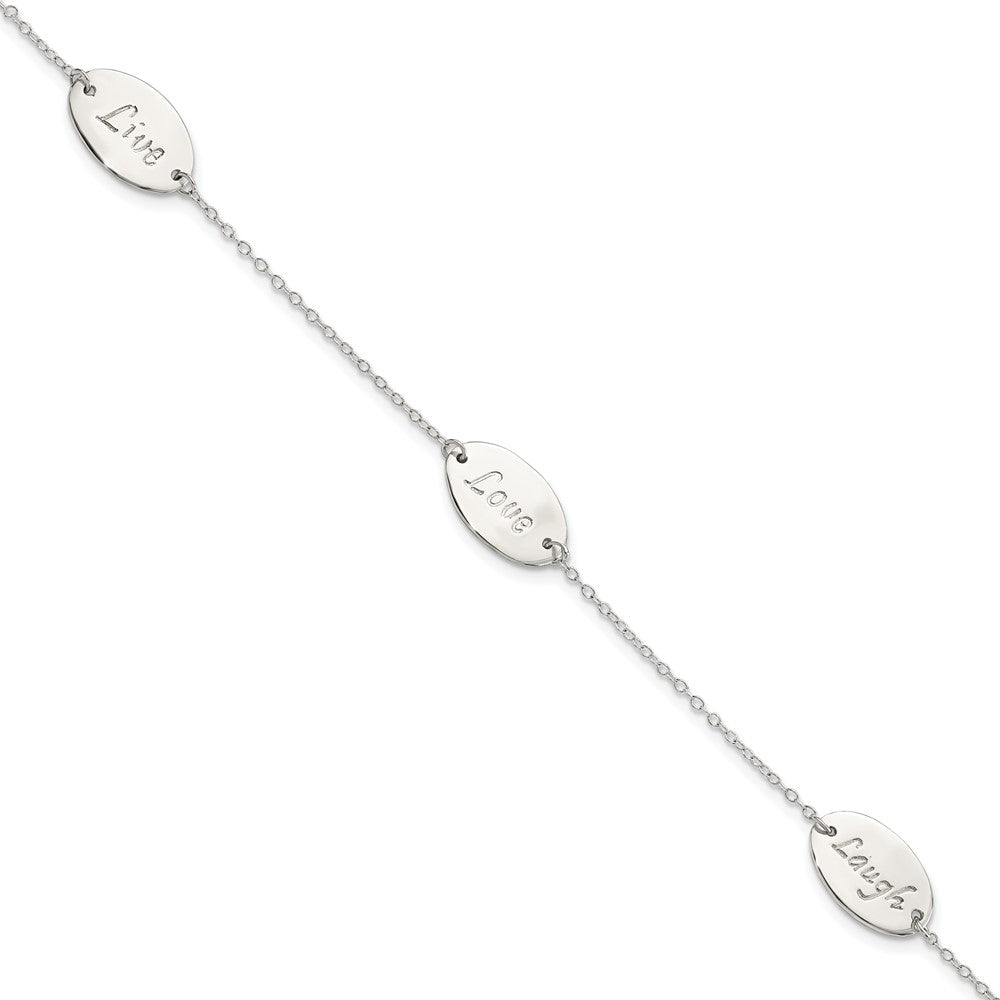 7.5 Zoll Sterlingsilber Poliert Leben Lachen Liebe 7.5 Zoll Armband