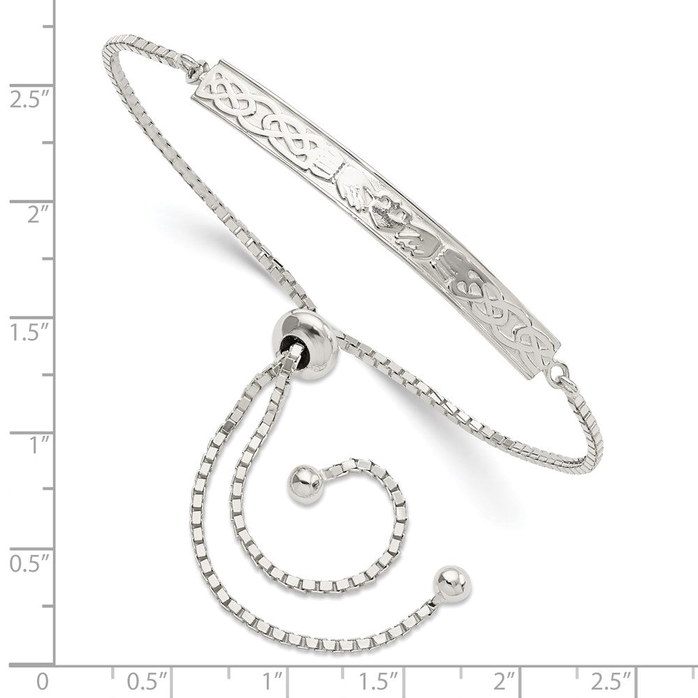 Sterlingsilber Rhodiniert Claddagh Verstellbar Armband