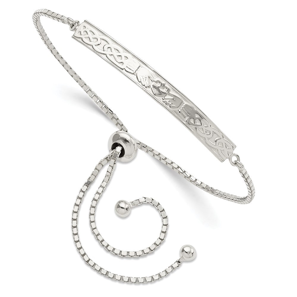 Sterlingsilber Rhodiniert Claddagh Verstellbar Armband