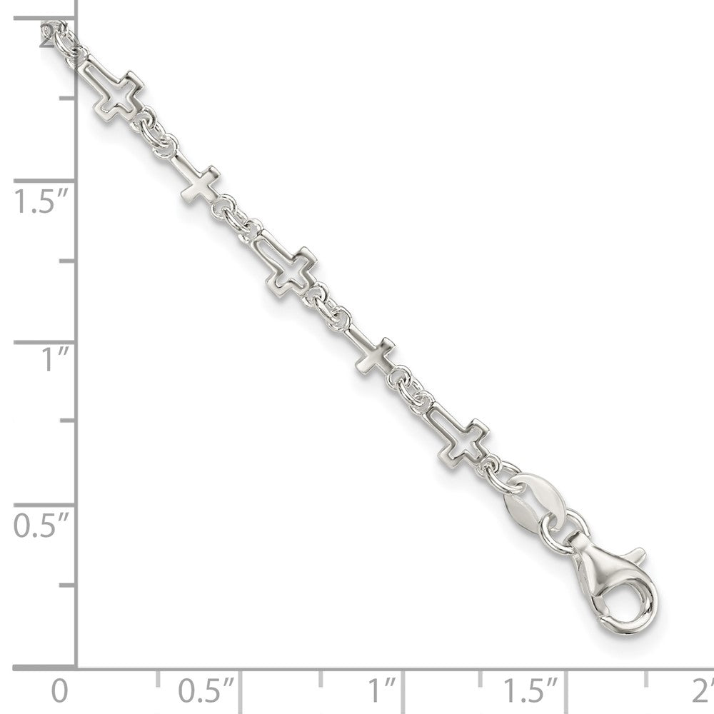 7.5 Zoll Sterlingsilber Kreuz Glieder Armband