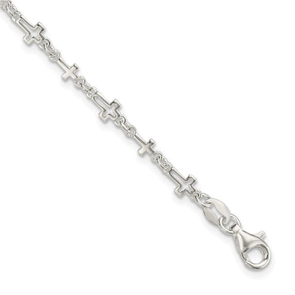 7.5 Zoll Sterlingsilber Kreuz Glieder Armband