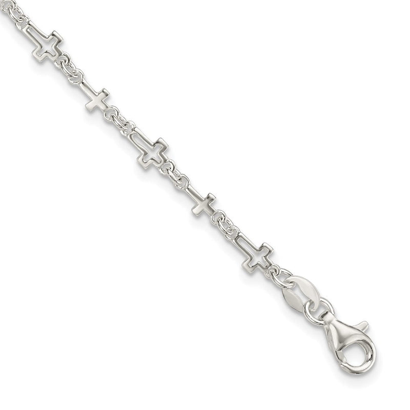 7.5 Zoll Sterlingsilber Kreuz Glieder Armband