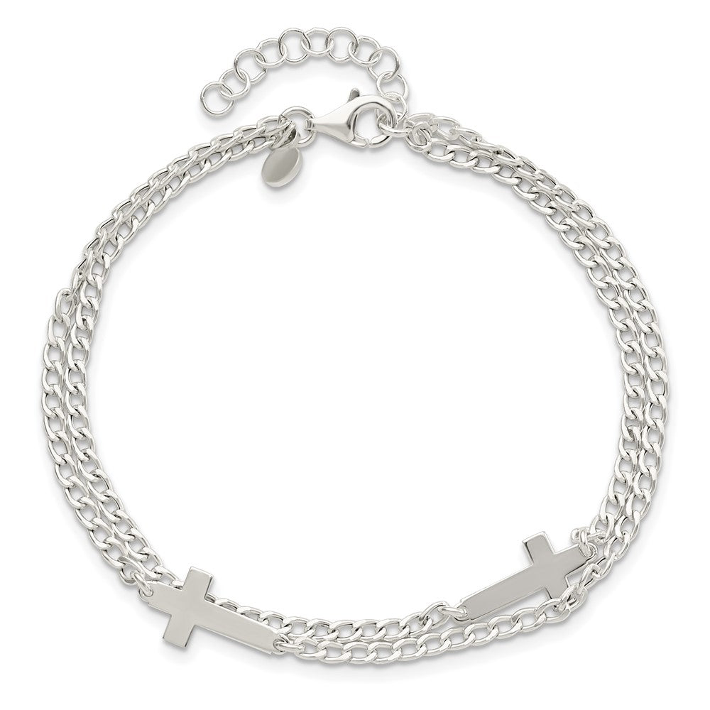 8 Zoll Sterlingsilber Doppelt Kreuz 2-strand mit 1 Zoll Verlängerung Armband
