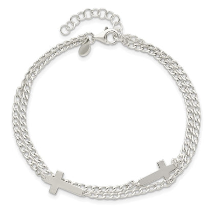 8 Zoll Sterlingsilber Doppelt Kreuz 2-strand mit 1 Zoll Verlängerung Armband