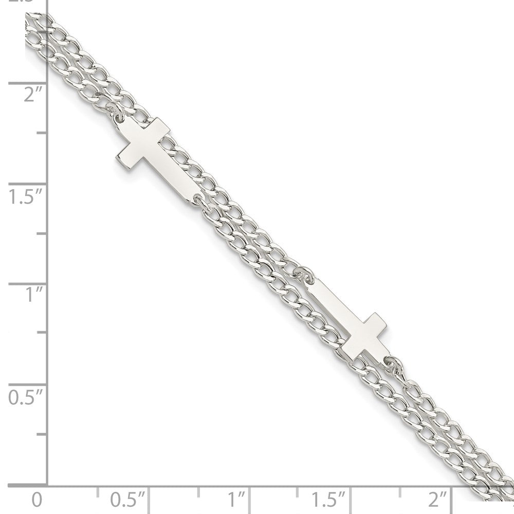 8 Zoll Sterlingsilber Doppelt Kreuz 2-strand mit 1 Zoll Verlängerung Armband