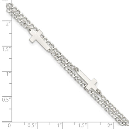 8 Zoll Sterlingsilber Doppelt Kreuz 2-strand mit 1 Zoll Verlängerung Armband