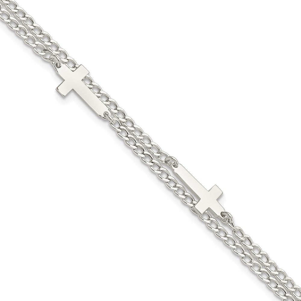 8 Zoll Sterlingsilber Doppelt Kreuz 2-strand mit 1 Zoll Verlängerung Armband