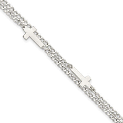 8 Zoll Sterlingsilber Doppelt Kreuz 2-strand mit 1 Zoll Verlängerung Armband