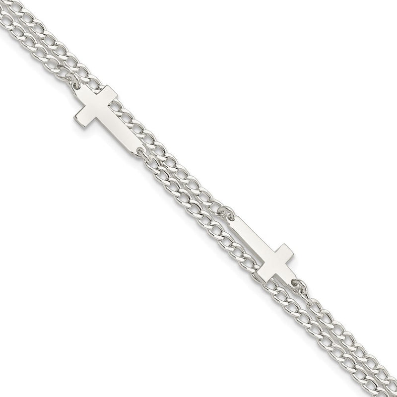 8 Zoll Sterlingsilber Doppelt Kreuz 2-strand mit 1 Zoll Verlängerung Armband