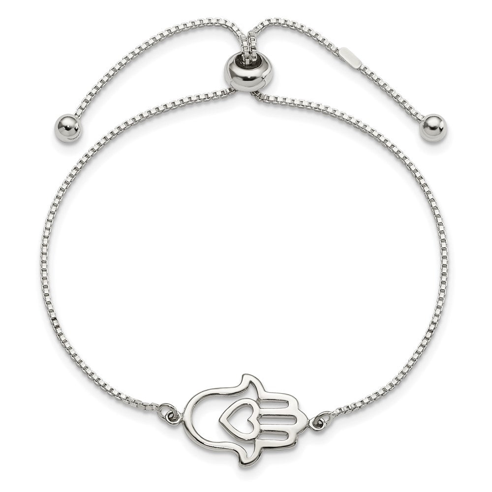 Sterlingsilber Poliert Herz Hamsa Verstellbar Armband
