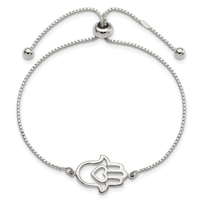 Sterlingsilber Poliert Herz Hamsa Verstellbar Armband