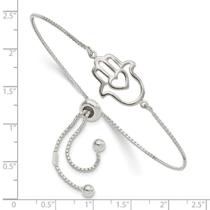 Sterlingsilber Poliert Herz Hamsa Verstellbar Armband