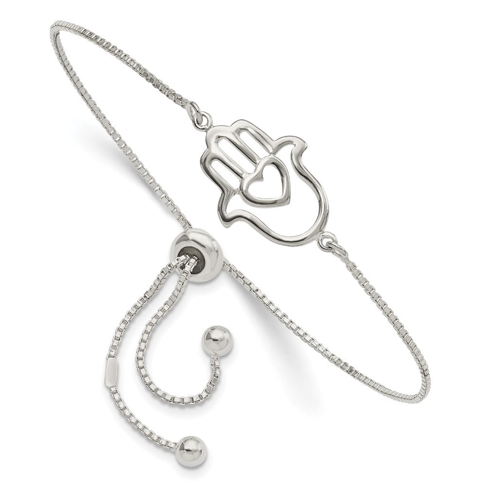 Sterlingsilber Poliert Herz Hamsa Verstellbar Armband