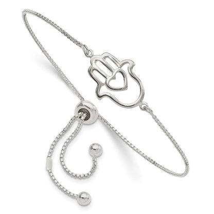 Sterlingsilber Poliert Herz Hamsa Verstellbar Armband