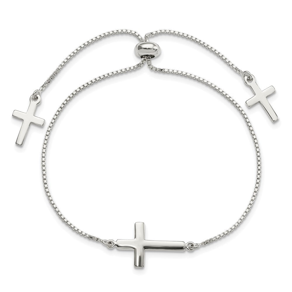 Sterlingsilber Poliert Kreuz Verstellbar Armband