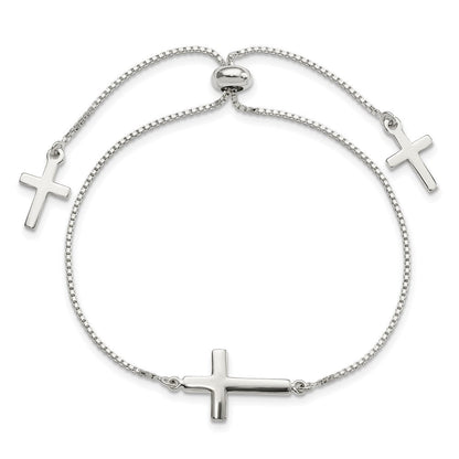 Sterlingsilber Poliert Kreuz Verstellbar Armband